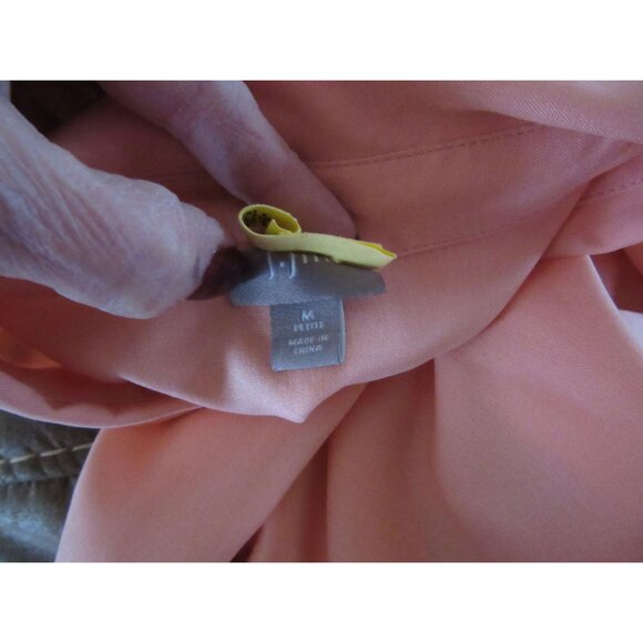 J. Jill Coral Silk Button Down Long Sleeve Shirt Size M Petite - Picture 4 of 5